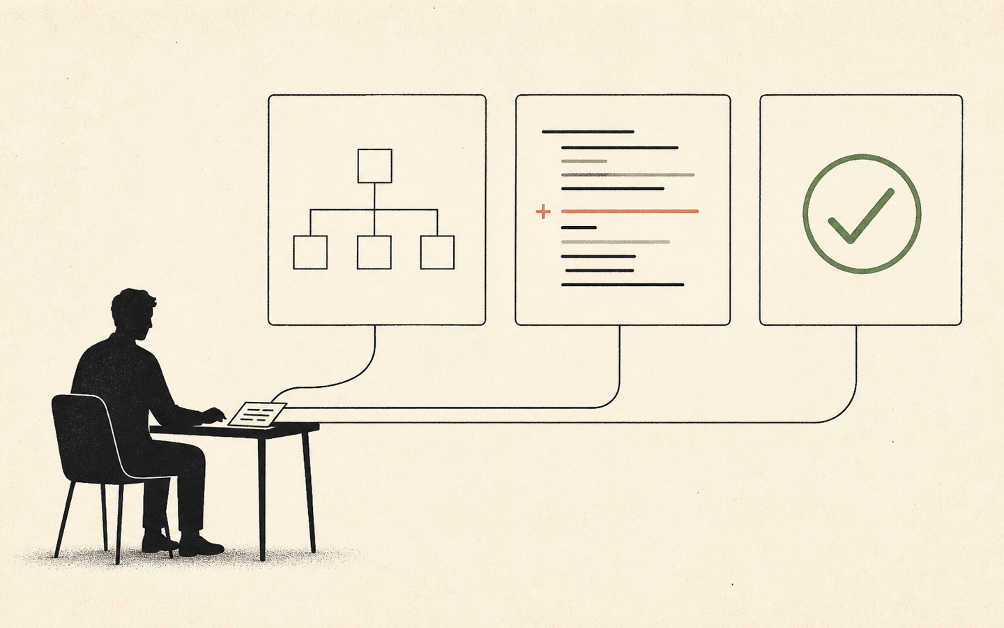 An engineer directs several AI agents that plan, write, and verify code in parallel